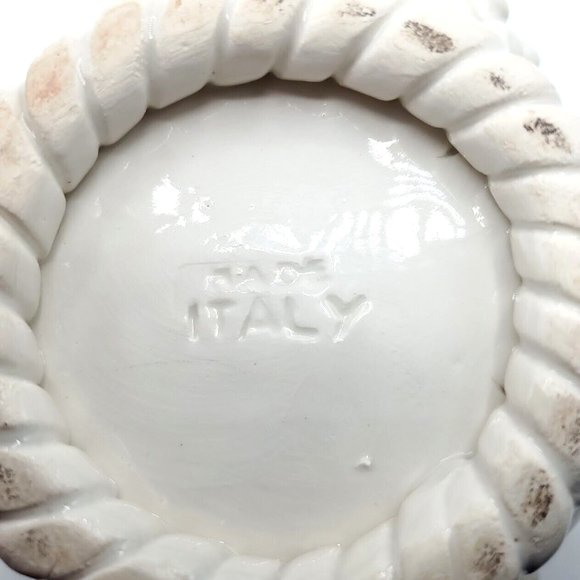 Handmade Candle Holder Art Deco Pottery Designs Italy Twisted White Cream 4 in - Picture 5 of 6